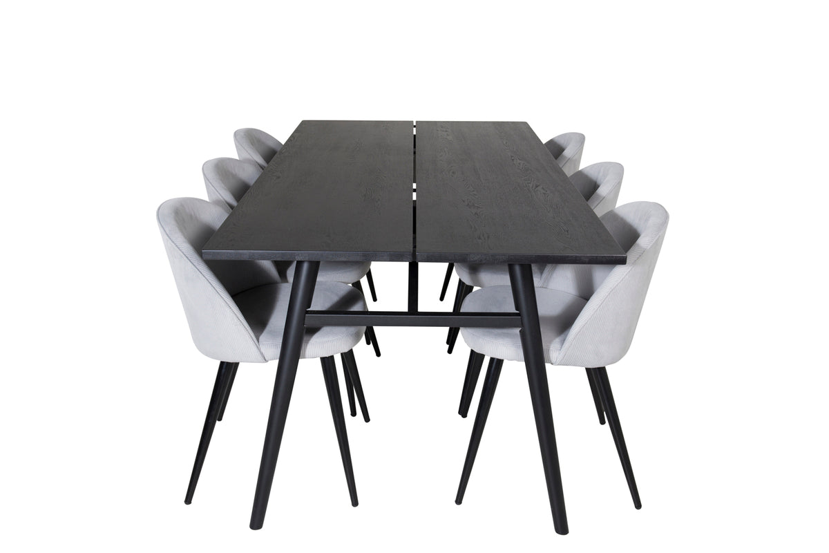 Venture Design Sleek & Velvet Matbord 95x195 + Matstolar Ljusgrå