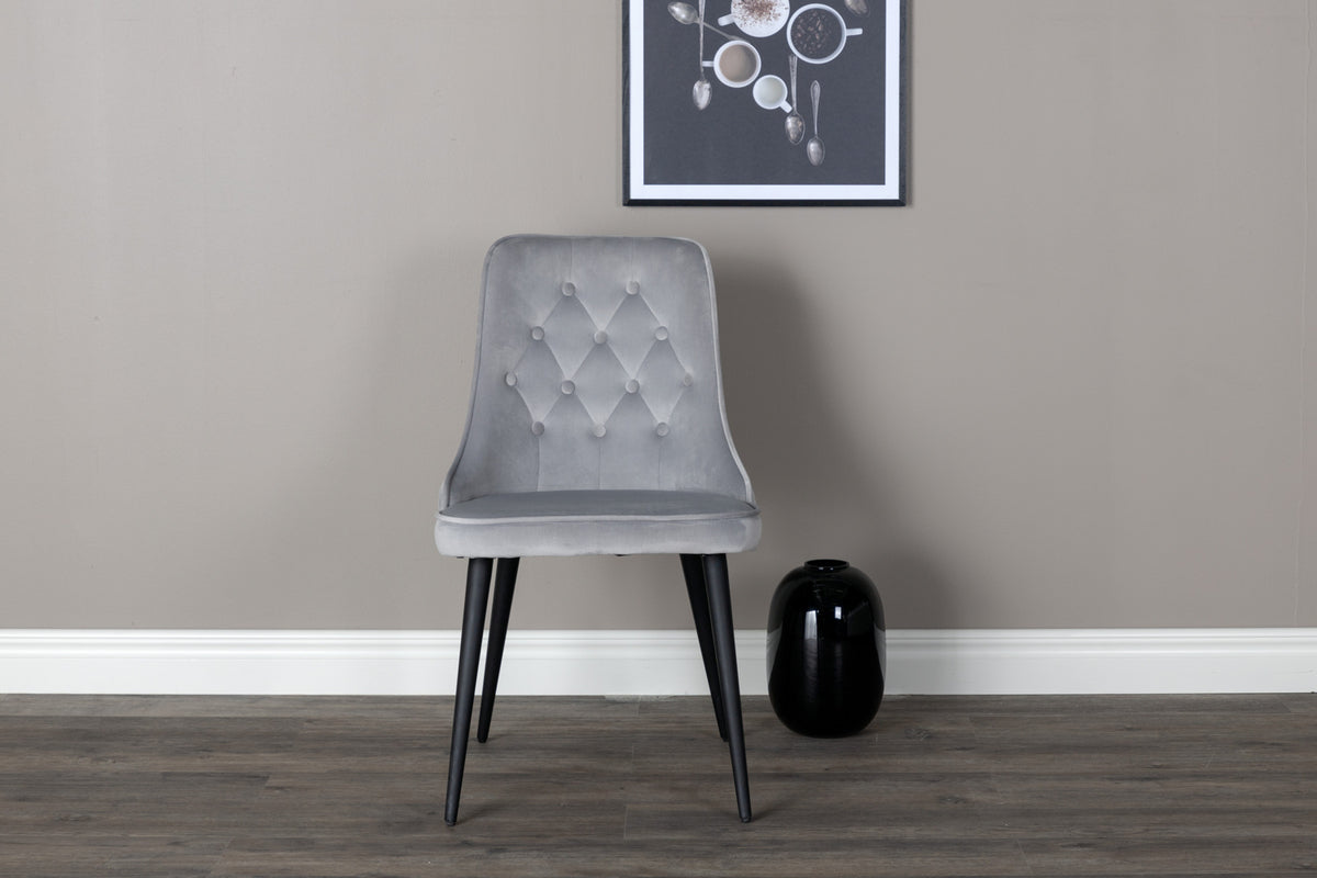 Venture Design Sleek & Velvet Deluxe Matbord 95x195 + Matstolar Ljusgrå