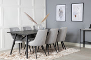 Venture Design Sleek & Velvet Deluxe Matbord 95x195 + Matstolar Ljusgrå