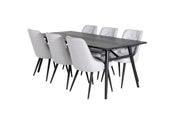 Venture Design Sleek & Velvet Deluxe Matbord 95x195 + Matstolar Grå