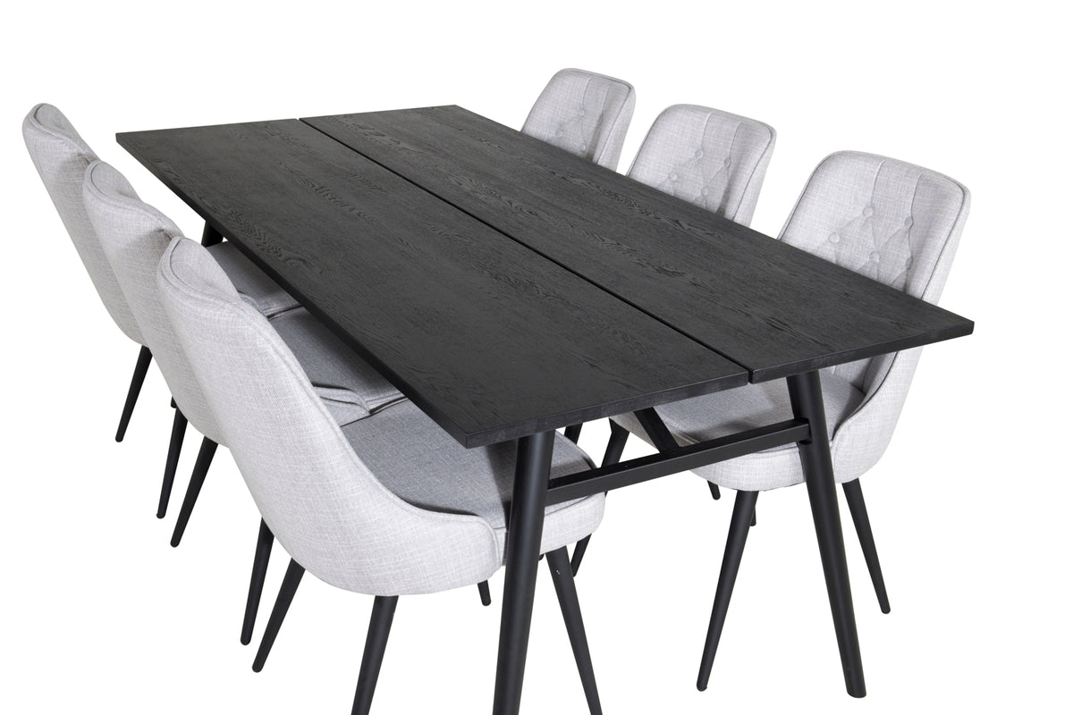 Venture Design Sleek & Velvet Deluxe Matbord 95x195 + Matstolar Grå