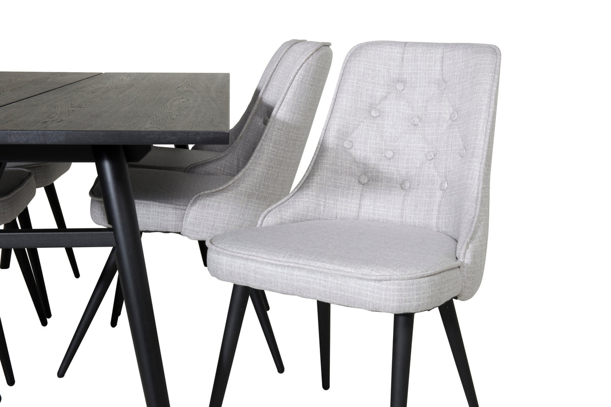 Venture Design Sleek & Velvet Deluxe Matbord 95x195 + Matstolar Grå
