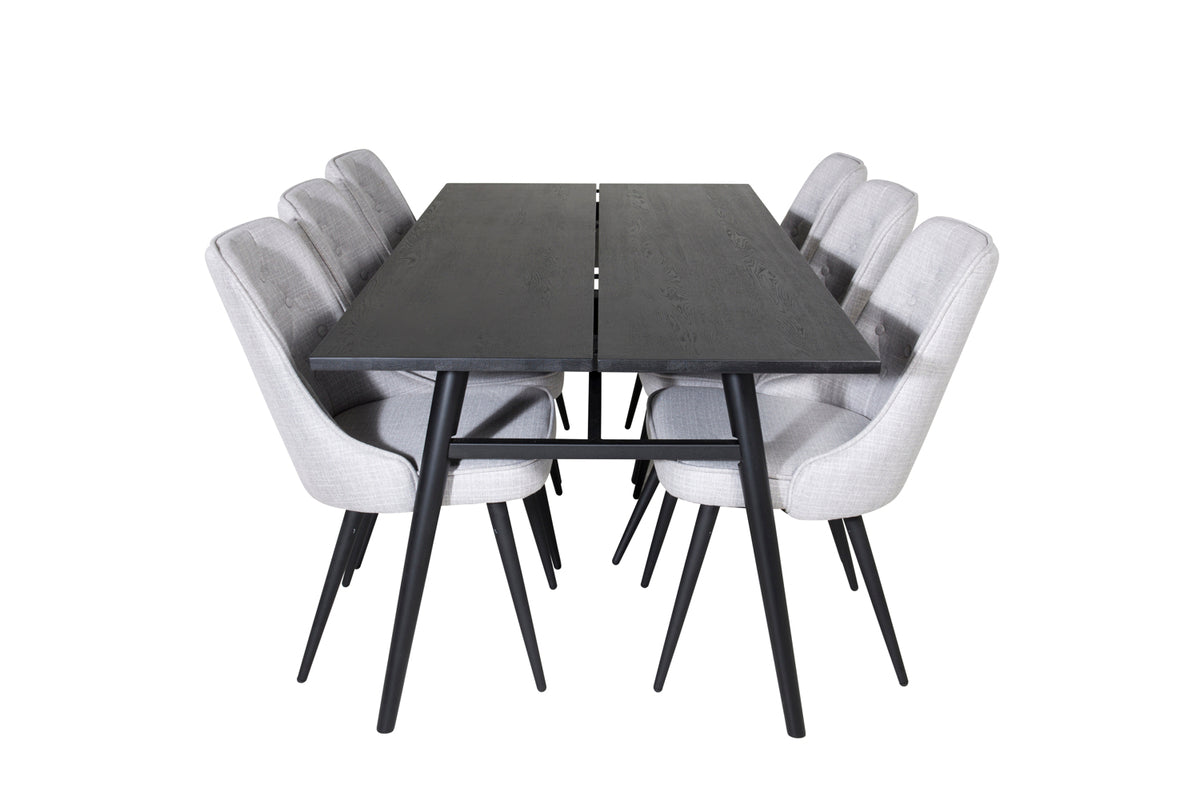 Venture Design Sleek & Velvet Deluxe Matbord 95x195 + Matstolar Grå