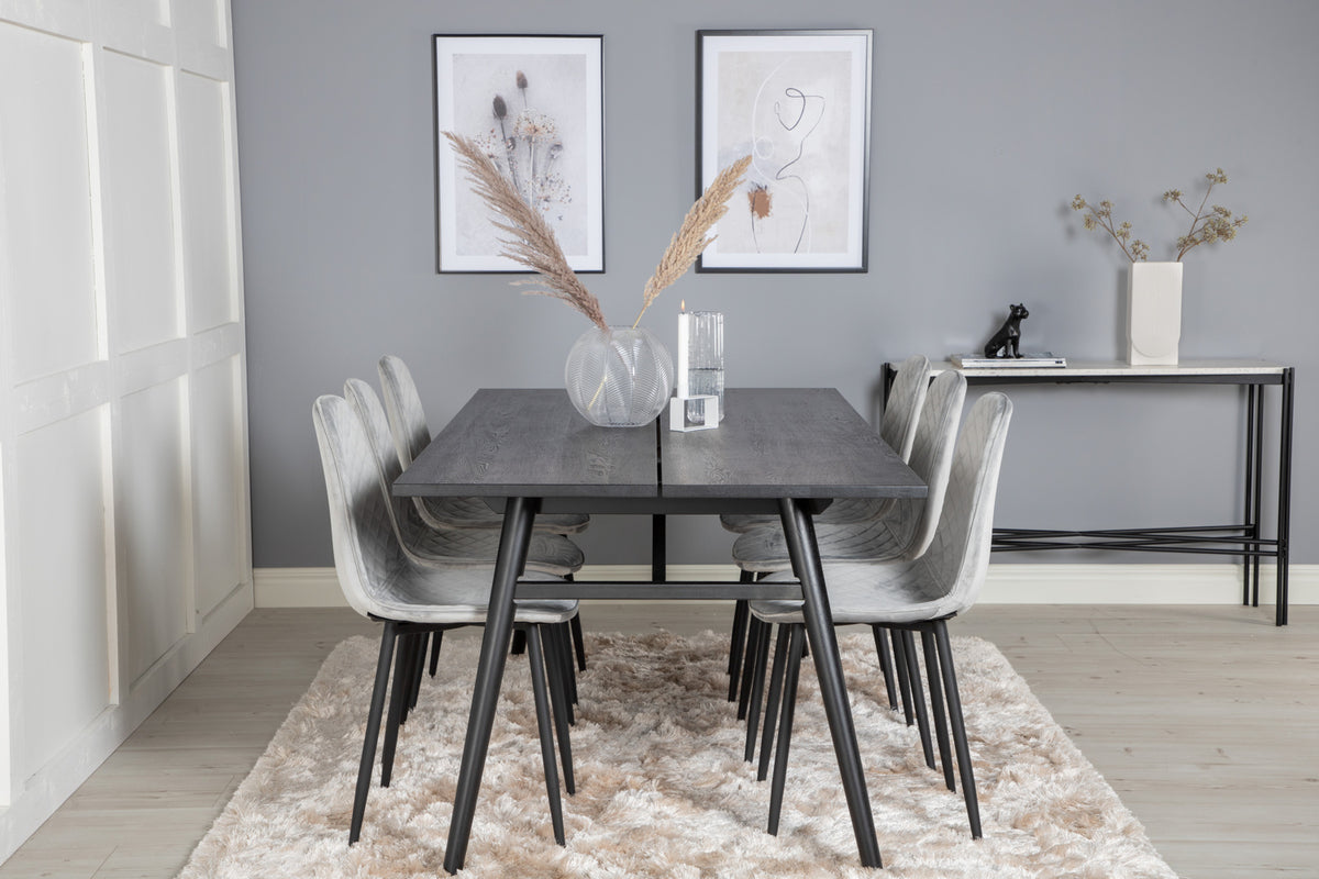 Venture Design Sleek & Polar Matbord 95x195 + Matstolar Grå