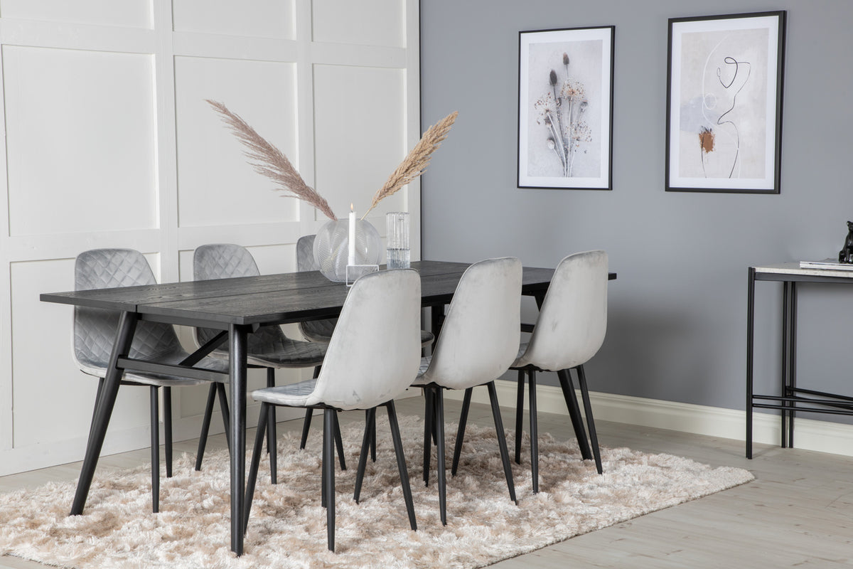 Venture Design Sleek & Polar Matbord 95x195 + Matstolar Grå