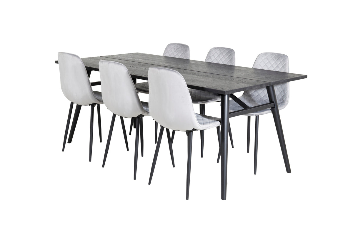 Venture Design Sleek & Polar Matbord 95x195 + Matstolar Grå