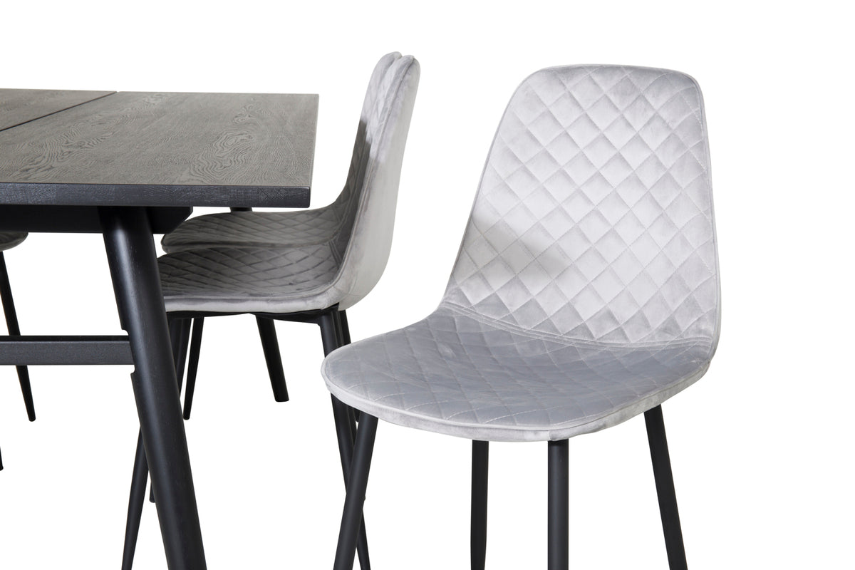 Venture Design Sleek & Polar Matbord 95x195 + Matstolar Grå