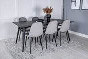 Venture Design Sleek & Polar Rektangulära Matbord 195 x 95 Svart + Matstolar 2-pack Grå
