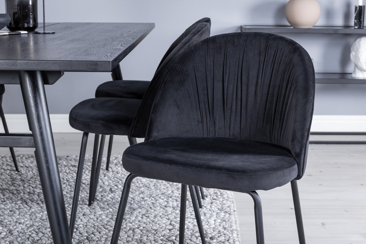 Venture Design Sleek & Wrinkles Matbord 95x195 + Matstolar Svart