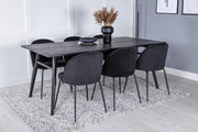 Venture Design Sleek & Wrinkles Matbord 95x195 + Matstolar Svart
