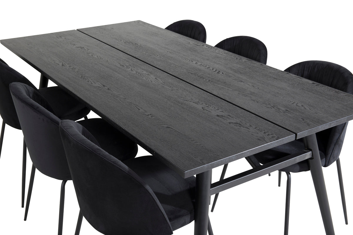 Venture Design Sleek & Wrinkles Matbord 95x195 + Matstolar Svart