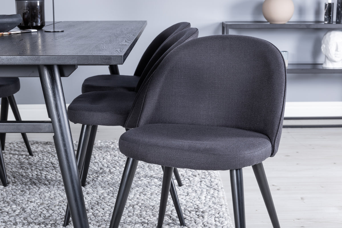 Venture Design Sleek & Velvet Rektangulära Matbord 195 x 95 Svart + Matstolar 2-pack Svart