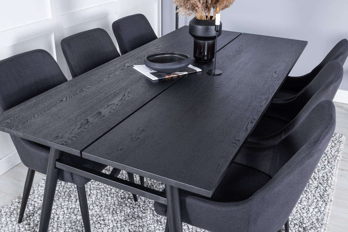 Venture Design Sleek & Plaza Rektangulära Matbord 195 x 95 Svart + Matstolar 2-pack Svart