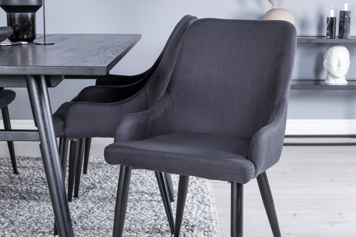 Venture Design Sleek & Plaza Rektangulära Matbord 195 x 95 Svart + Matstolar 2-pack Svart