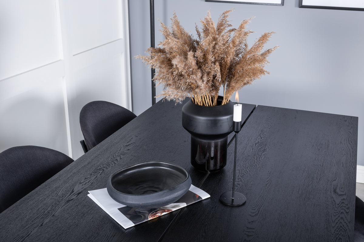 Venture Design Sleek & Vault Rektangulära Matbord 195 x 95 Svart + Matstolar 2-pack Svart