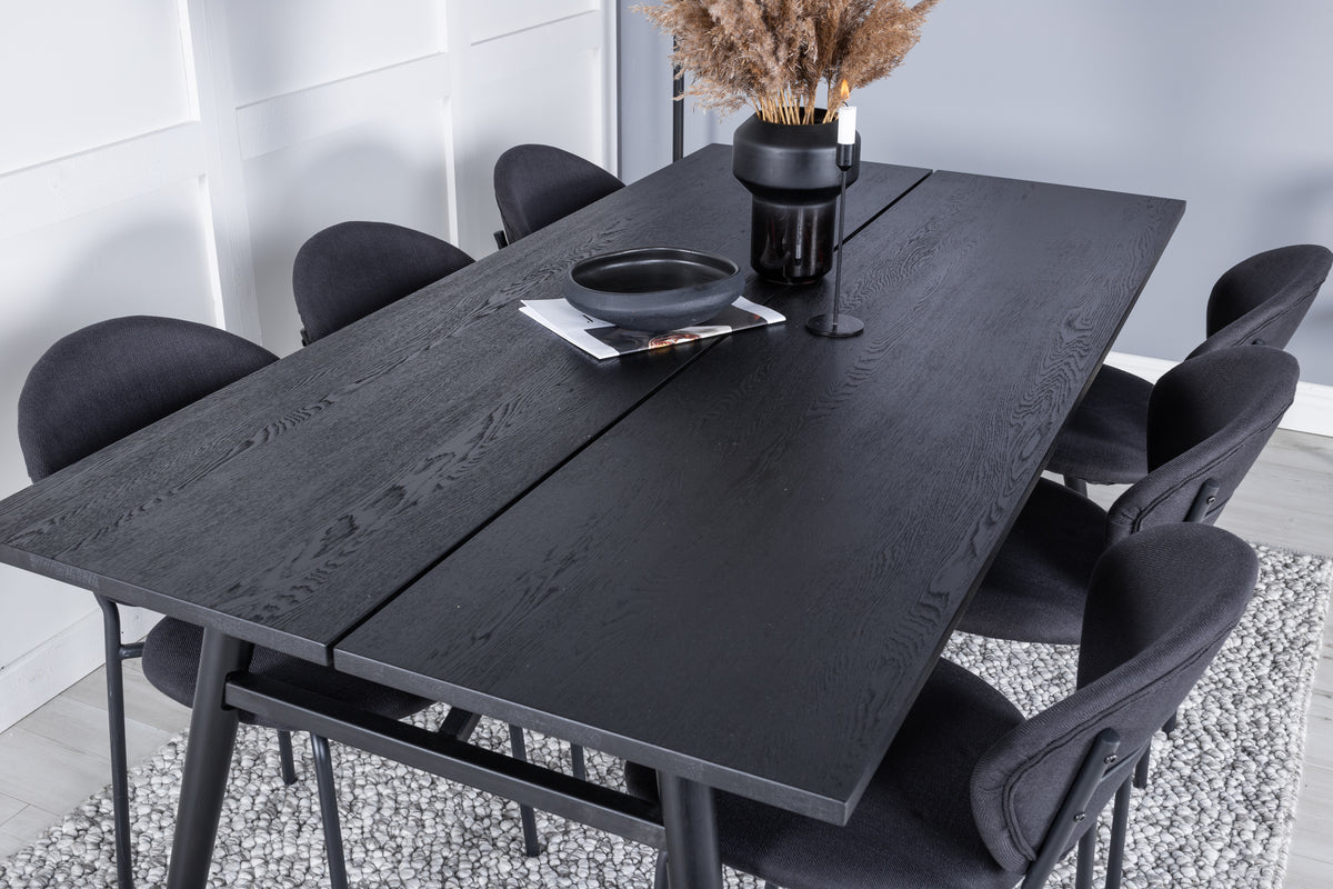 Venture Design Sleek & Vault Rektangulära Matbord 195 x 95 Svart + Matstolar 2-pack Svart