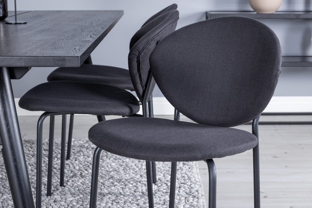 Venture Design Sleek & Vault Rektangulära Matbord 195 x 95 Svart + Matstolar 2-pack Svart