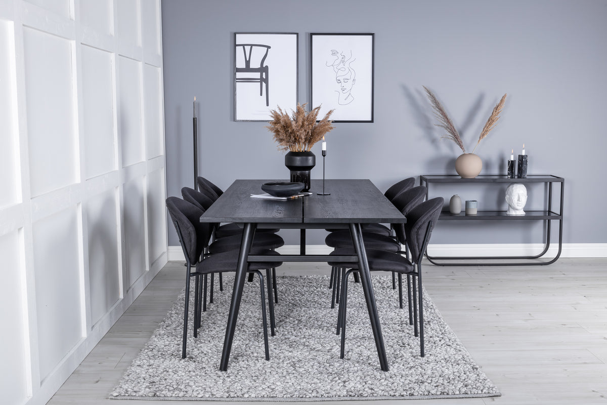 Venture Design Sleek & Vault Rektangulära Matbord 195 x 95 Svart + Matstolar 2-pack Svart
