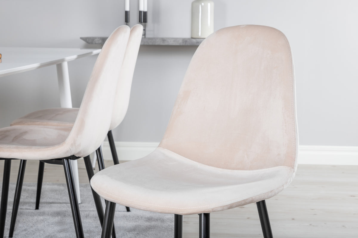 Venture Design Polar Rektangulära Matbord 180 x 90 Vit + Matstolar 2-pack Beige