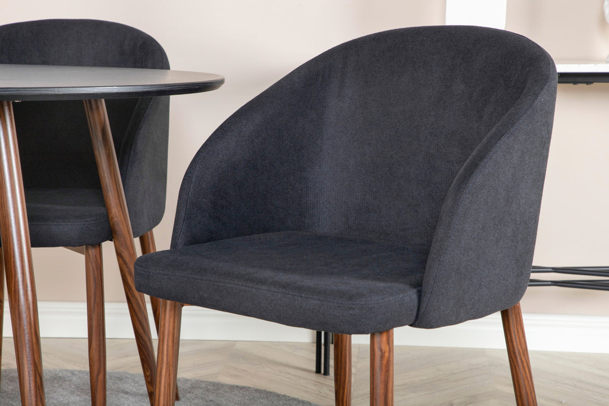 Venture Design Arch & Plaza Matstolar Svart + Matbord ⌀100