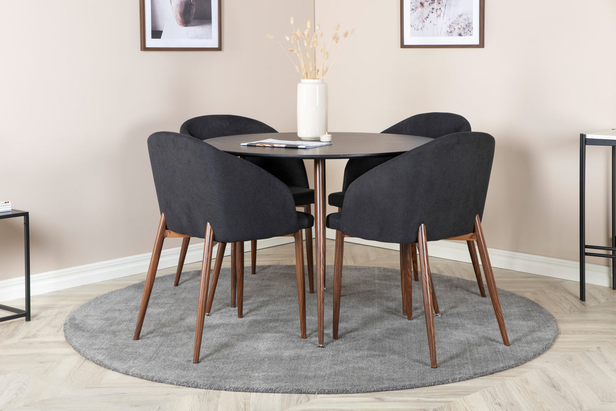 Venture Design Arch & Plaza Matstolar Svart + Matbord ⌀100