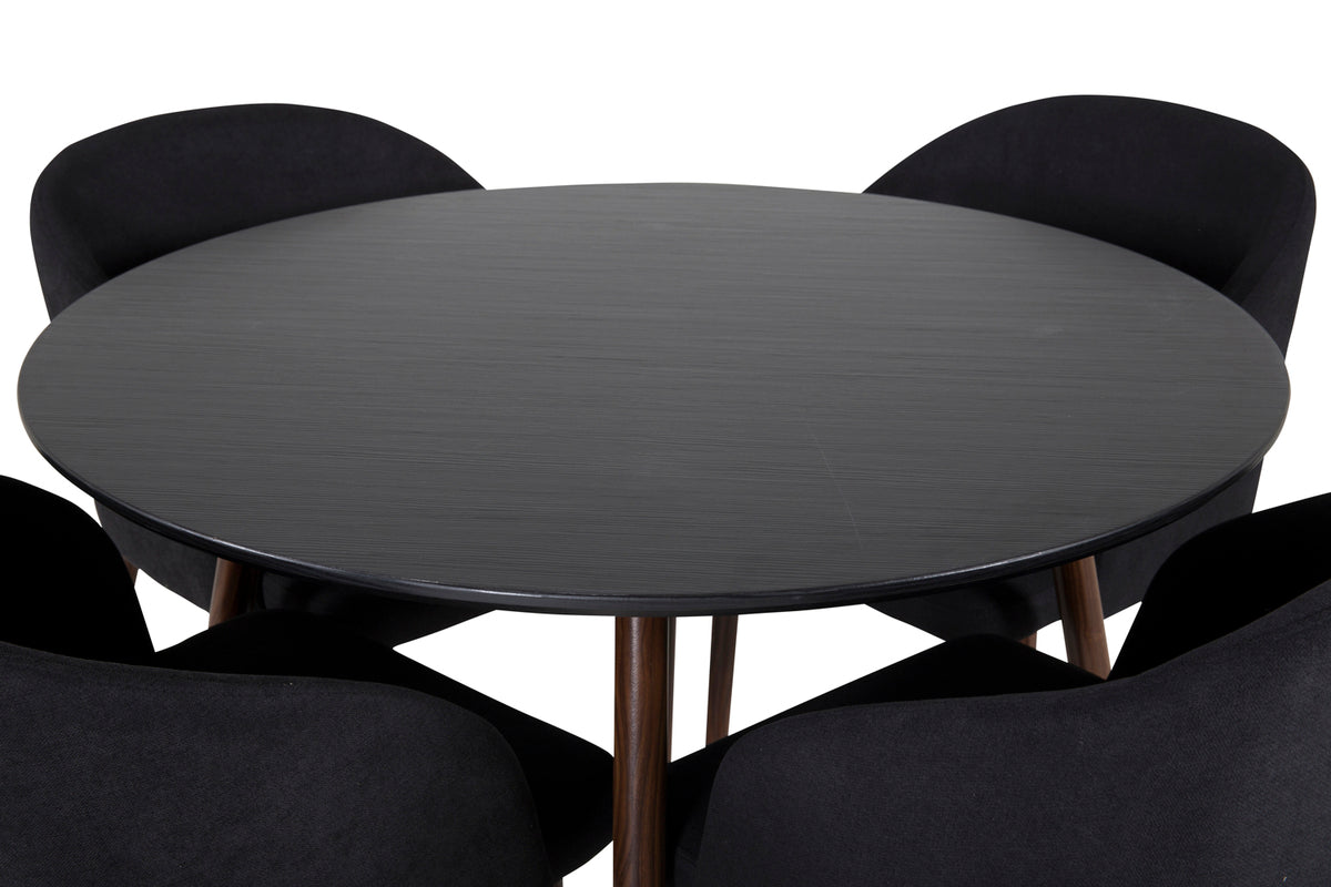 Venture Design Arch & Plaza Matstolar Svart + Matbord ⌀100