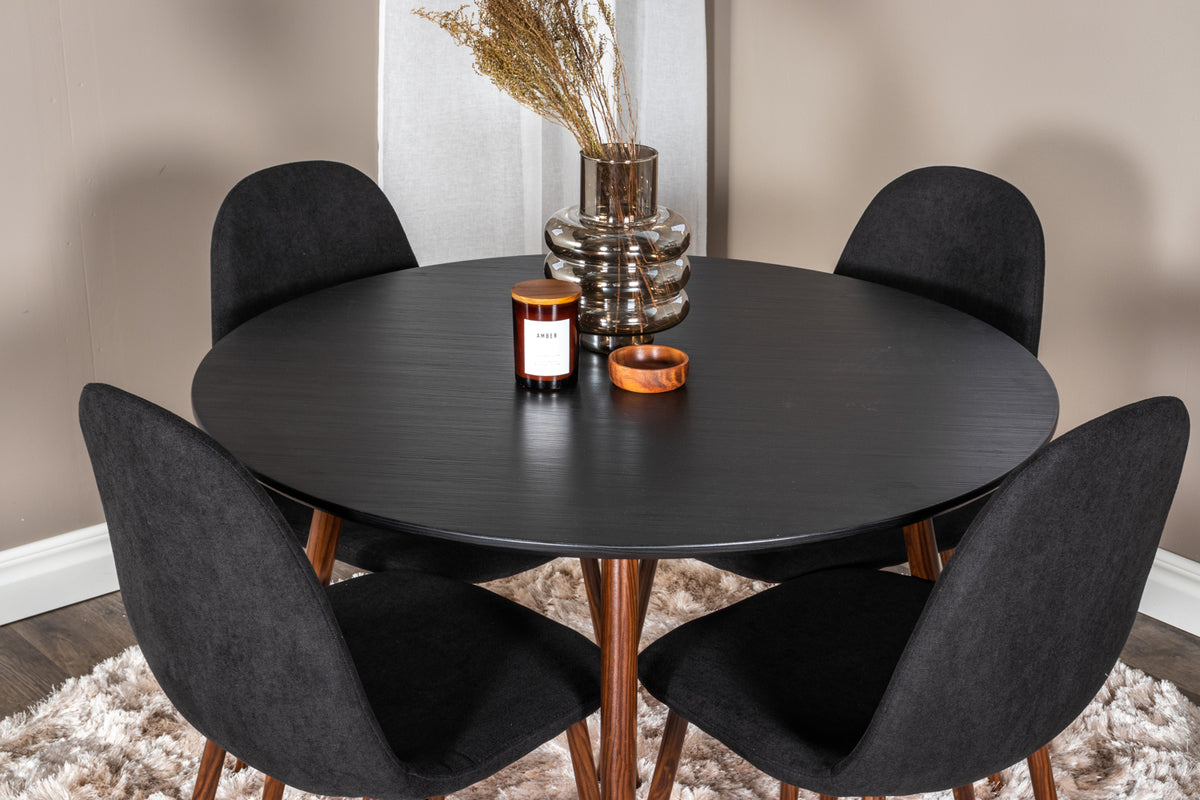 Venture Design Plaza & Polar Runda Matbord ⌀100 Svart + Matstolar 2-pack Svart