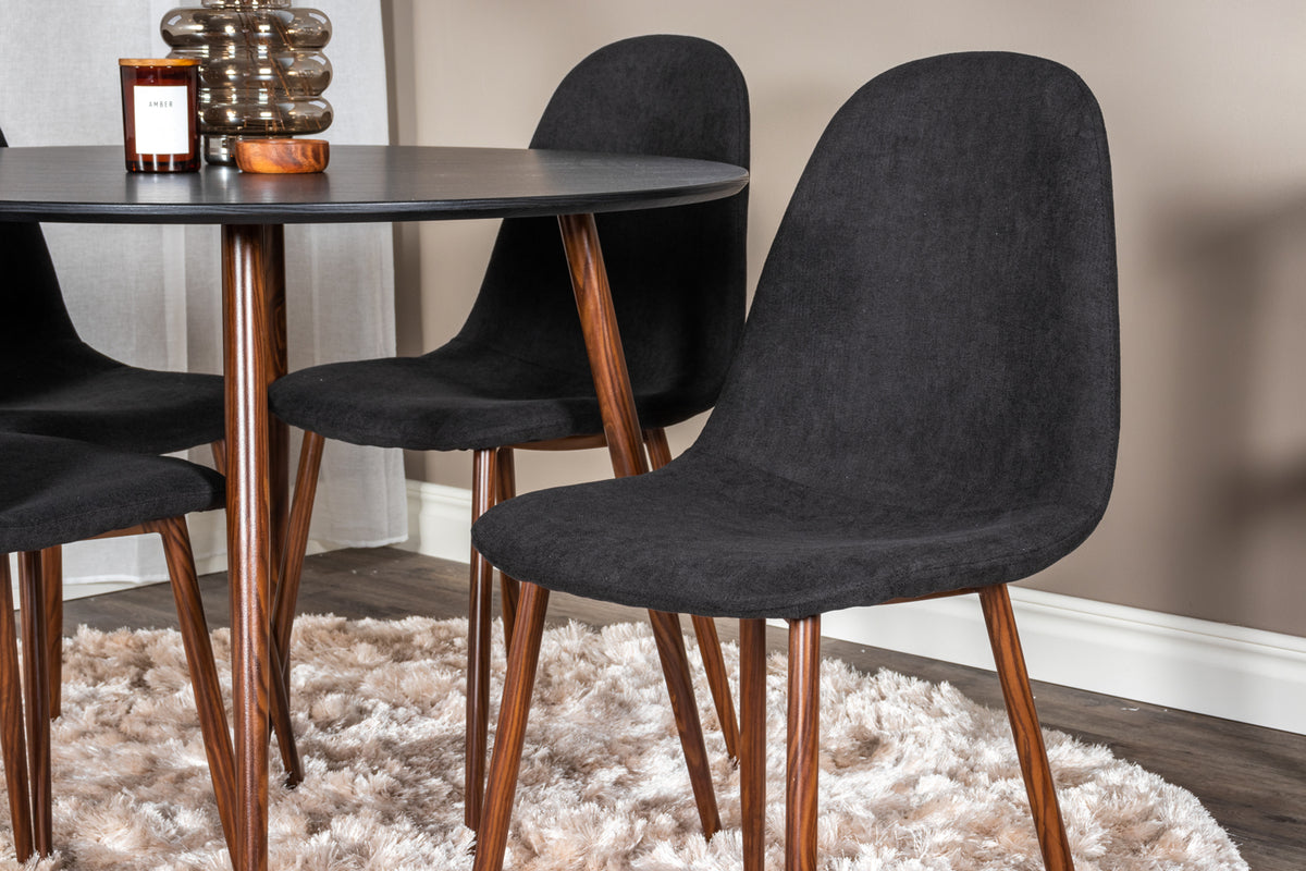 Venture Design Plaza & Polar Runda Matbord ⌀100 Svart + Matstolar 2-pack Svart