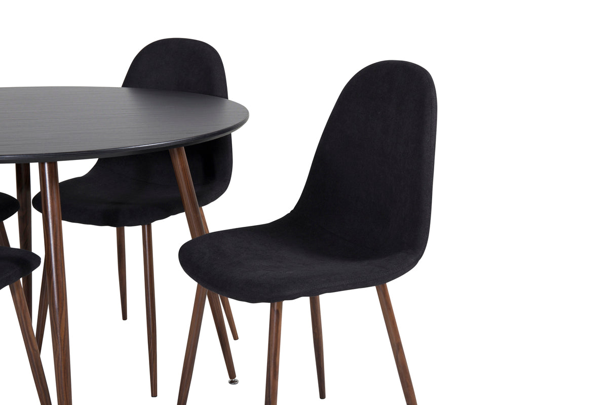 Venture Design Plaza & Polar Runda Matbord ⌀100 Svart + Matstolar 2-pack Svart