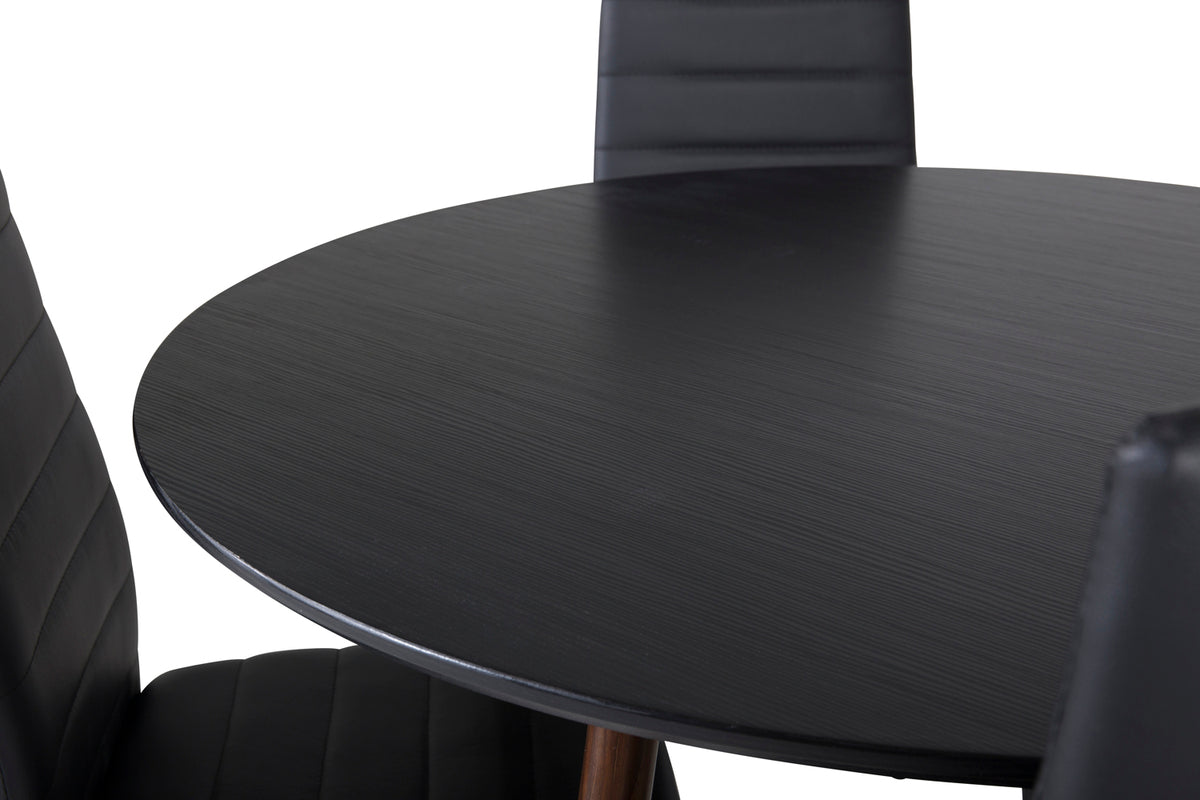 Venture Design Slim & Plaza Matstolar 2-pack Svart + Runda Matbord ⌀100 Svart