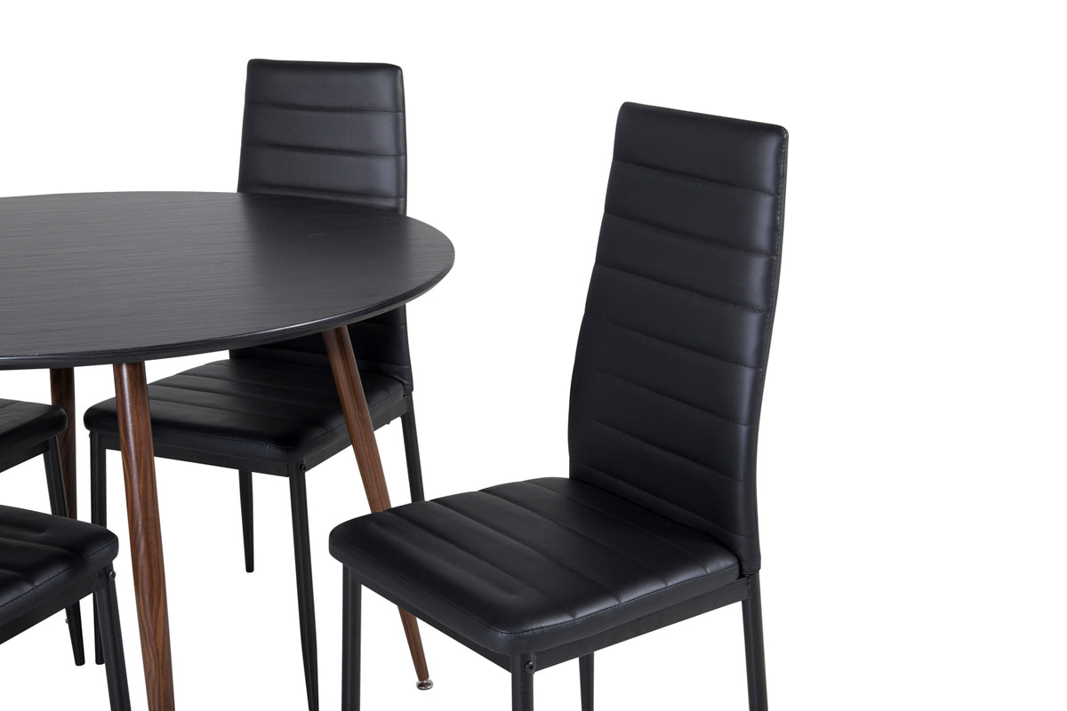 Venture Design Slim & Plaza Matstolar 2-pack Svart + Runda Matbord ⌀100 Svart