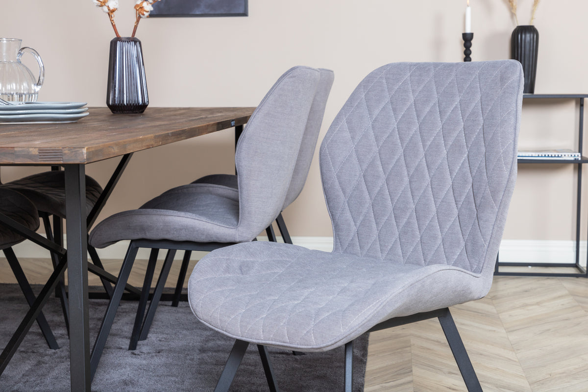 Venture Design Gemma & Padang Matstolar 2-pack Grå + Rektangulära Matbord 250 x 100 Natur