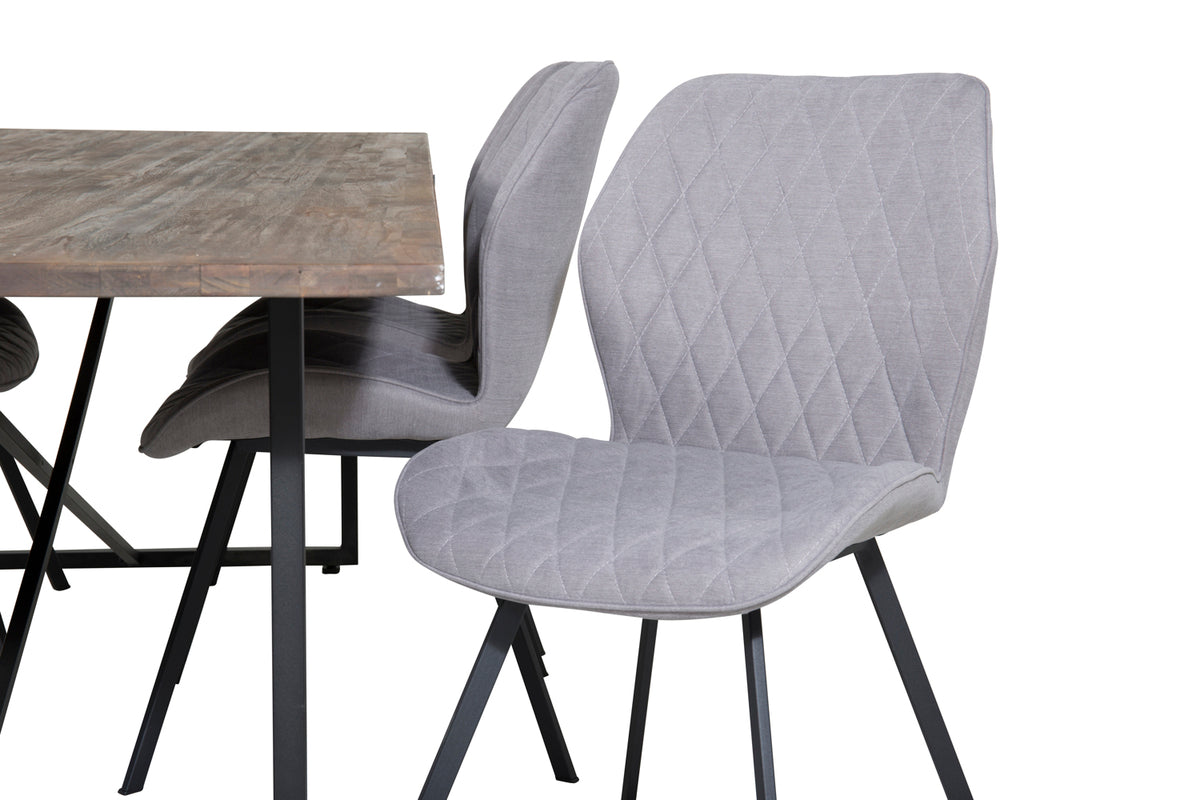 Venture Design Gemma & Padang Matstolar 2-pack Grå + Rektangulära Matbord 250 x 100 Natur