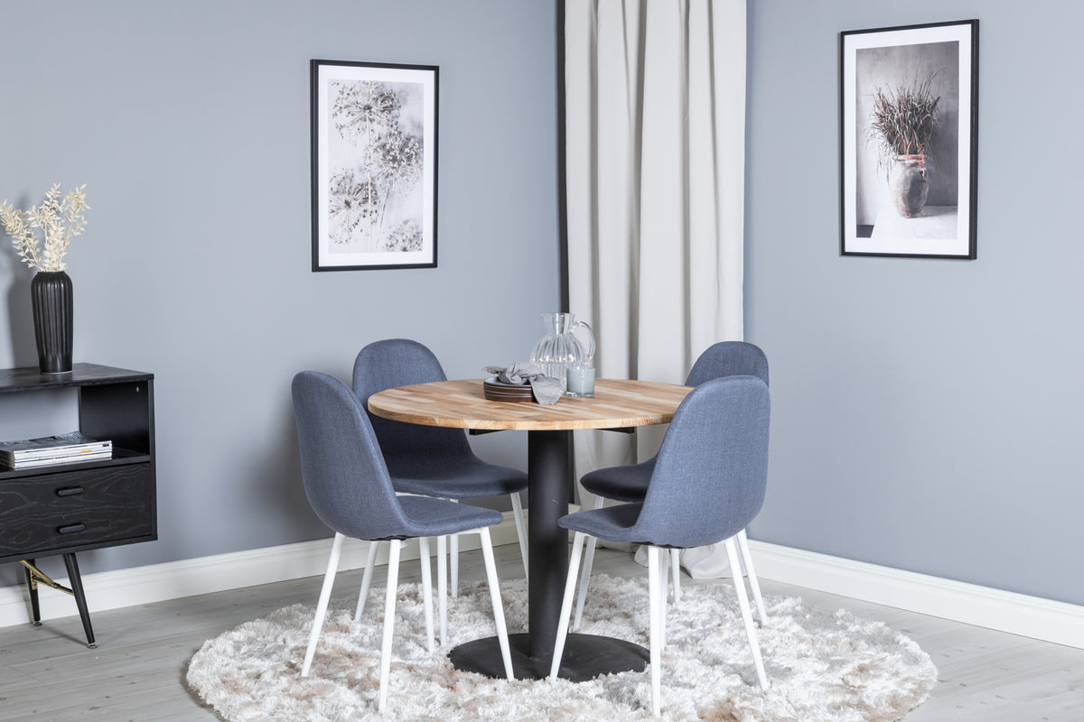 Venture Design Cirebon & Polar Matbord ⌀100 + Matstolar Blå