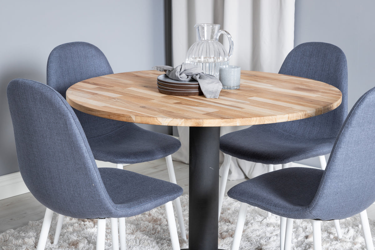 Venture Design Cirebon & Polar Matbord ⌀100 + Matstolar Blå