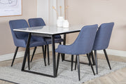Venture Design Plaza & Estelle Matstolar 2-pack Blå + Rektangulära Matbord 140 x 90 Svart