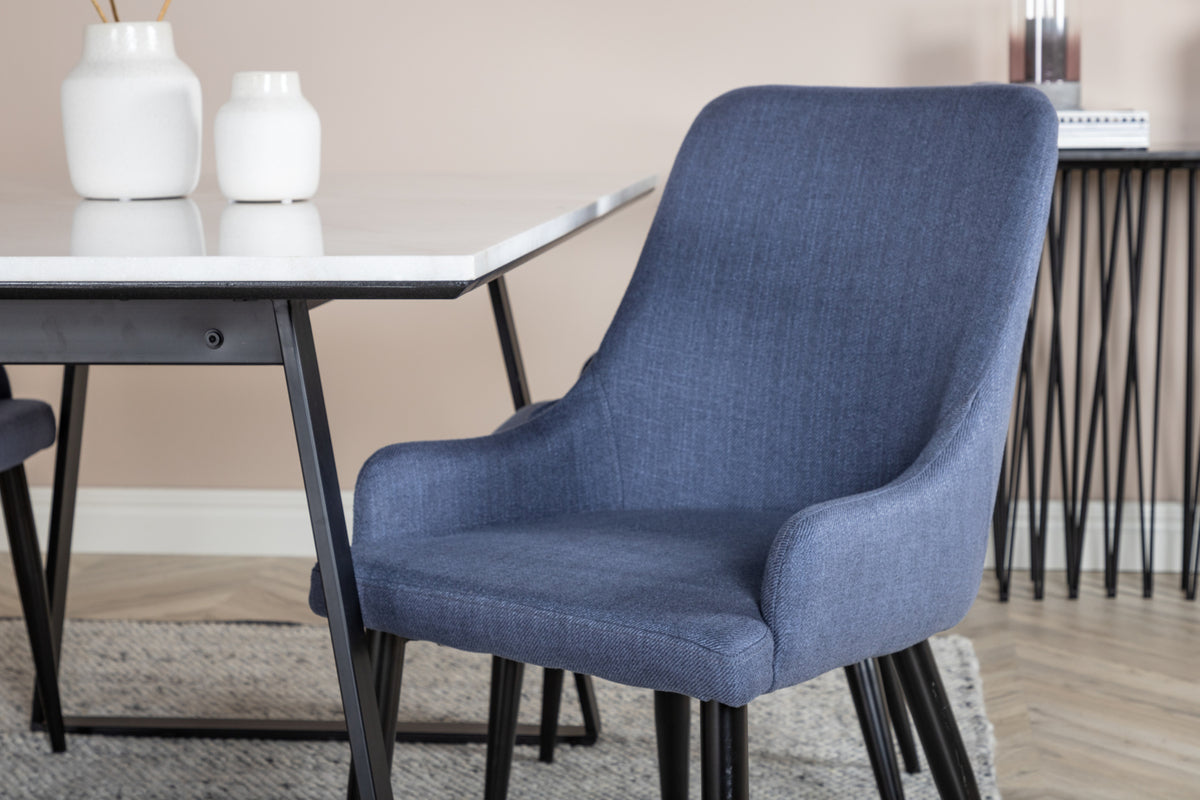 Venture Design Plaza & Estelle Matstolar 2-pack Blå + Rektangulära Matbord 140 x 90 Svart