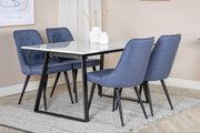 Venture Design Estelle & Velvet Deluxe Matbord 90x140 + Matstolar Blå