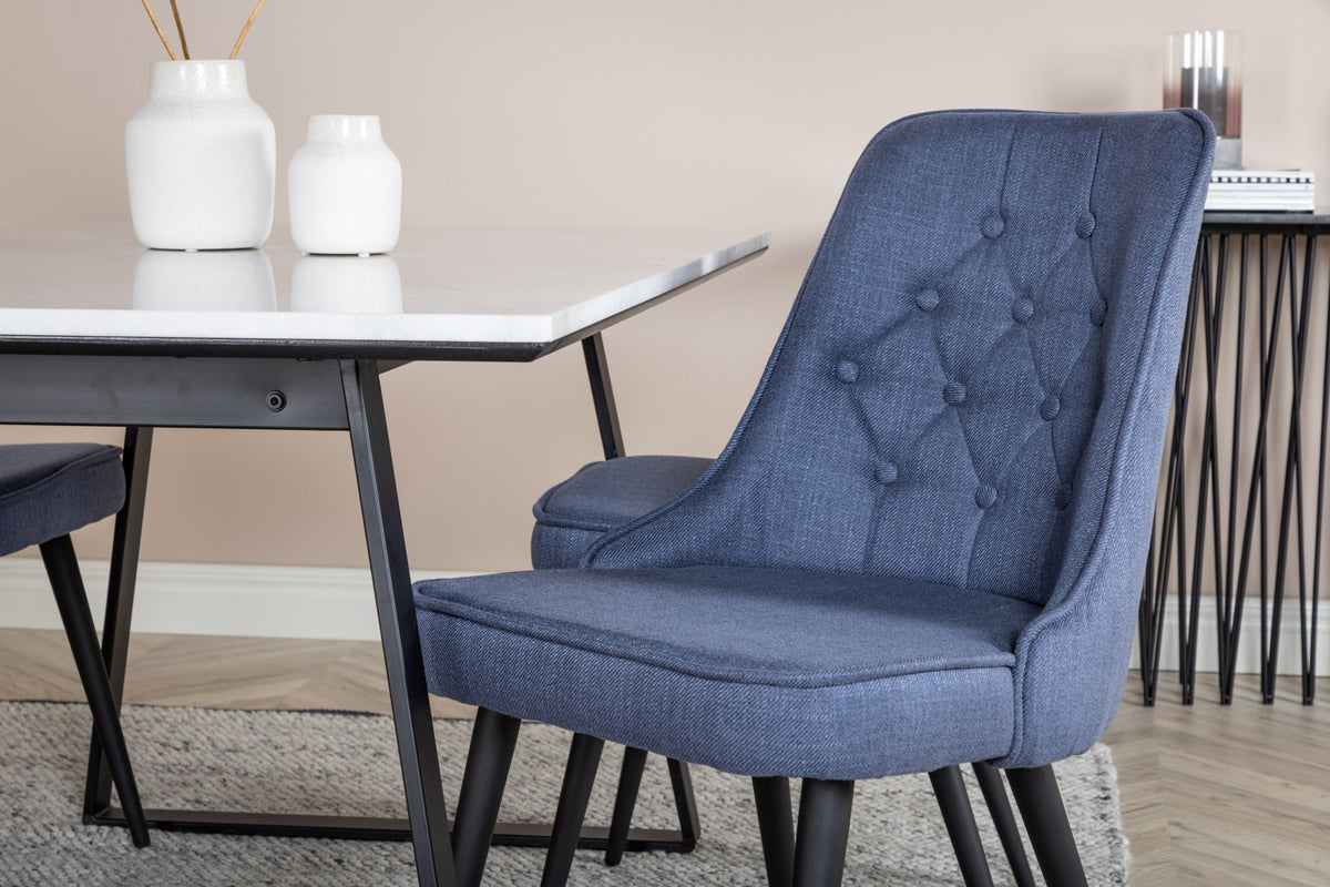 Venture Design Estelle & Velvet Deluxe Matbord 90x140 + Matstolar Blå