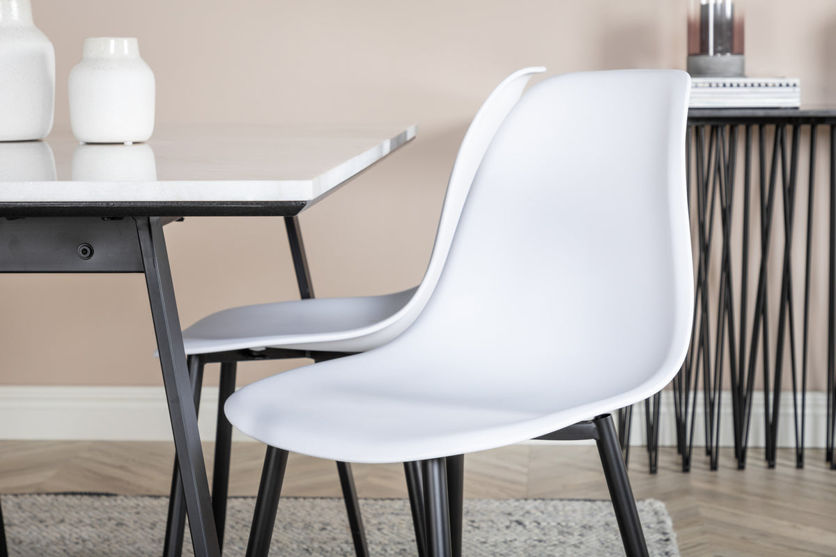Venture Design Estelle & Polar Rektangulära Matbord 140 x 90 Svart + Matstolar 2-pack Vit