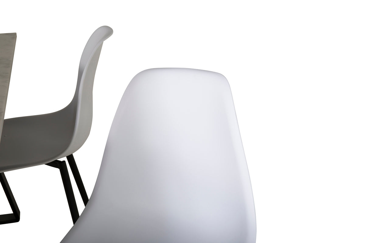 Venture Design Estelle & Polar Rektangulära Matbord 140 x 90 Svart + Matstolar 2-pack Vit