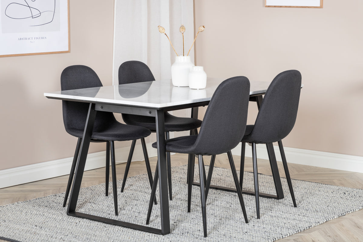 Venture Design Estelle & Polar Rektangulära Matbord 140 x 90 Svart + Matstolar 2-pack Svart