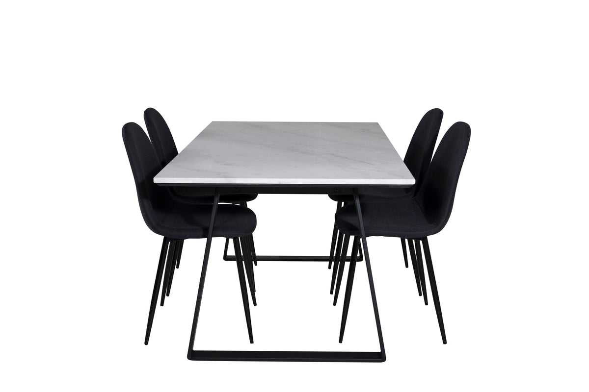 Venture Design Estelle & Polar Rektangulära Matbord 140 x 90 Svart + Matstolar 2-pack Svart