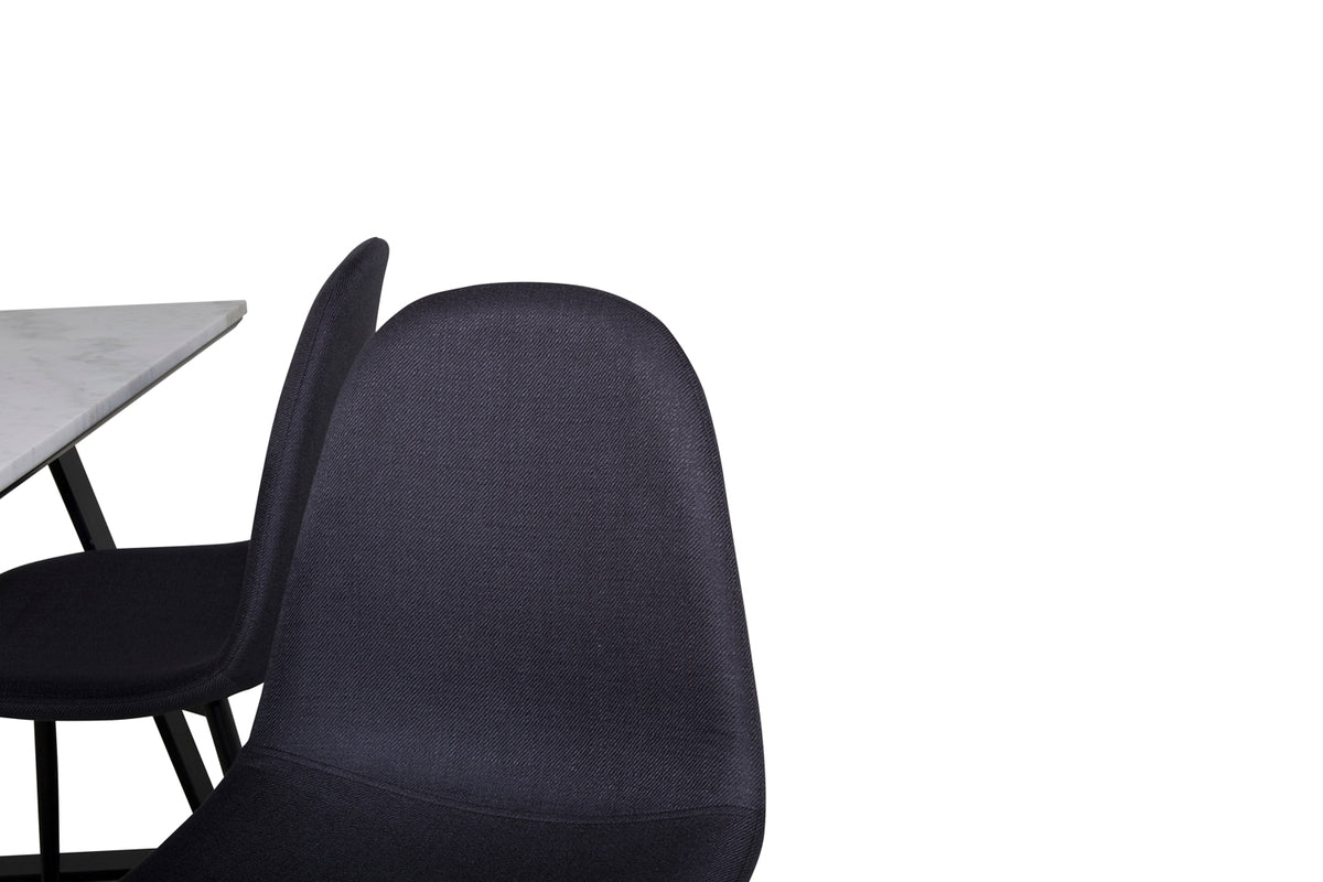 Venture Design Estelle & Polar Rektangulära Matbord 140 x 90 Svart + Matstolar 2-pack Svart