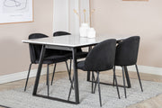 Venture Design Wrinkles & Estelle Matstolar 2-pack Svart + Rektangulära Matbord 140 x 90 Svart