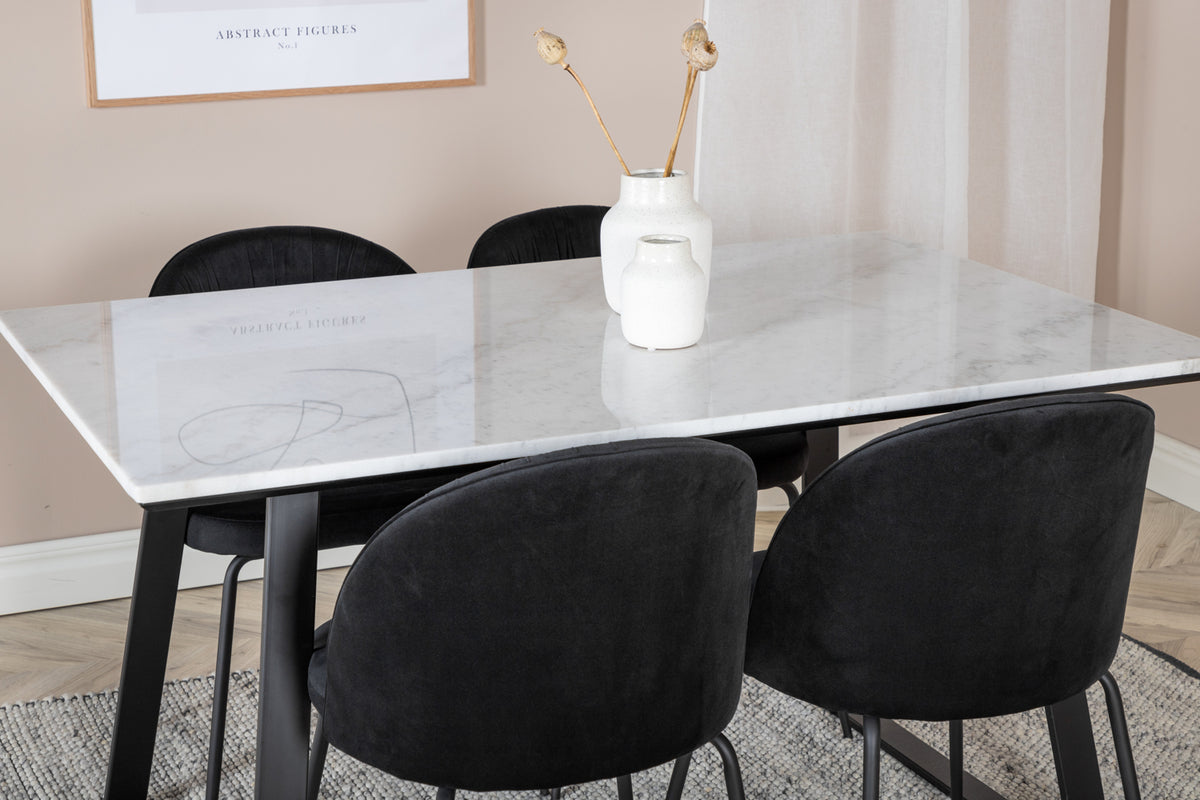 Venture Design Wrinkles & Estelle Matstolar 2-pack Svart + Rektangulära Matbord 140 x 90 Svart