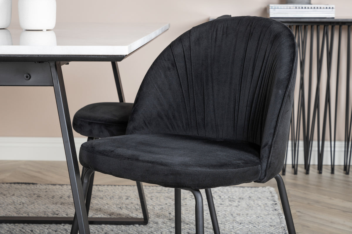 Venture Design Wrinkles & Estelle Matstolar 2-pack Svart + Rektangulära Matbord 140 x 90 Svart