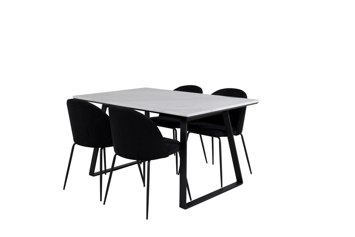 Venture Design Wrinkles & Estelle Matstolar 2-pack Svart + Rektangulära Matbord 140 x 90 Svart
