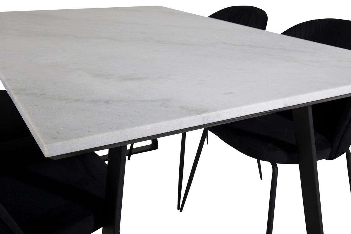 Venture Design Wrinkles & Estelle Matstolar 2-pack Svart + Rektangulära Matbord 140 x 90 Svart