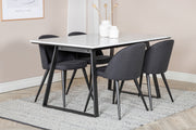 Venture Design Estelle & Velvet Rektangulära Matbord 140 x 90 Svart + Matstolar 2-pack Svart